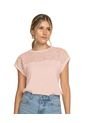 Camiseta Manga Corta Con Cuello Redondo Y Encaje En Parte Superior F6902 Palo Rosa de Leonisa