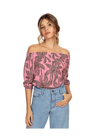 Blusa Estampada Con Cuello Bandeja F6954 Multicolor Leonisa