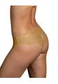Panty Cachetero Descaderado En Encaje Y Tela Lisa Leonisa Dorado de Leonisa