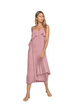 Vestido Largo Con Escote En V Y Tiritas F6906 Rosa