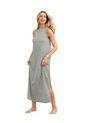 Vestido Largo Manga Sisa Con Aberturas Laterales FP847 Gris de Leonisa