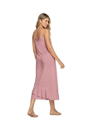 Vestido Largo Con Escote En V Y Tiritas F6906 Rosa