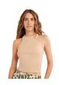 Camiseta Básica Crop Top Con Cuello Redondo J2601S Beige de Leonisa
