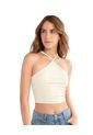 Camiseta Crop Top Tipo Halter J2821 Crudo de Leonisa