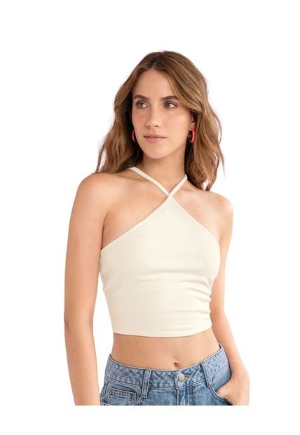 Camiseta Crop Top Tipo Halter J2821 Crudo
