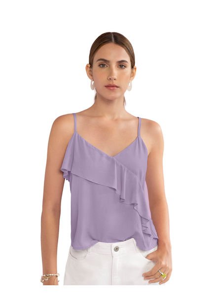 Blusa Tiritas Con Escote En V Y Bolero Frontal J2817 Lila