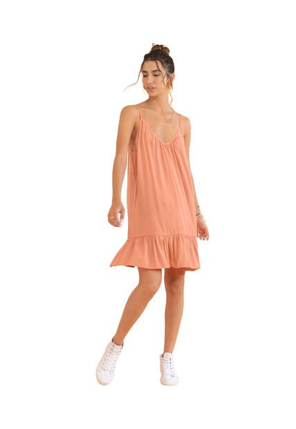 Vestido Corto Tiritas Con Escote En U J2852 Coral