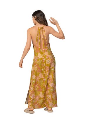 Vestido Largo Estampado Con Espalda Descubierta J2868 Multicolor