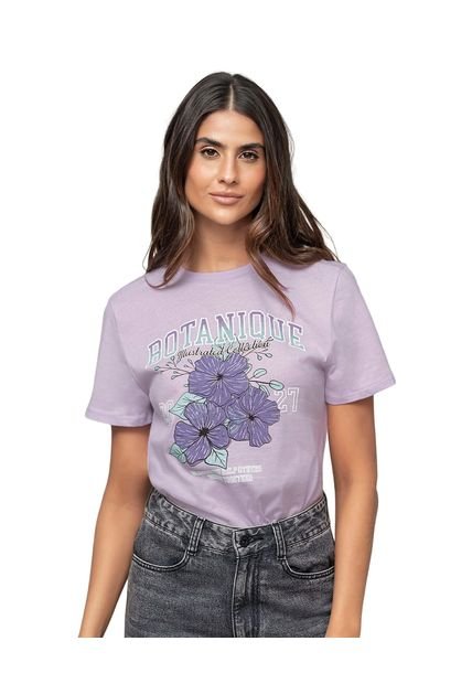 Camiseta En Algodón Manga Corta Con Estampado Localizado J1722S Lila