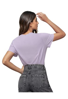 Camiseta En Algodón Manga Corta Con Estampado Localizado J1722S Lila