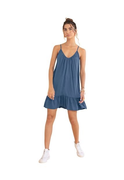 Vestido Corto Tiritas Con Escote En U J2852 Azul
