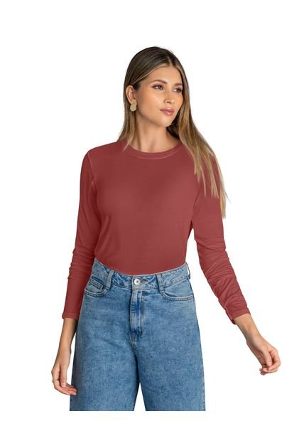 Camiseta Manga Larga Silueta Crop J2642S Rojo