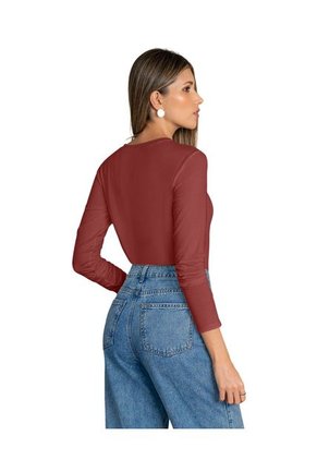 Camiseta Manga Larga Silueta Crop J2642S Rojo