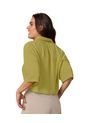 Blusa Manga 3/4 Con Tiras Para Anudar En Cintura Y Escote En V F6839 Verde de Leonisa