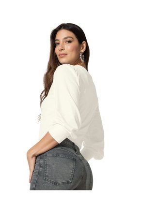 Camiseta Manga Larga Con Volumen Y Recogido En Hombros F7144 Crudo