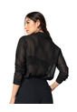 Blusa Manga Larga Elaborada En Tela Con Transparencia F7062 Negro de Leonisa