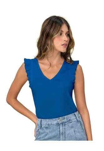 Camiseta Manga Sisa Con Bolero F6363 Azul Leonisa