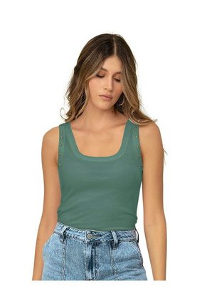 Camiseta Manga Sisa Con Cuello Y Espalda En U F7149 Verde