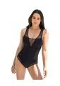 Leonisa Vestido De Baño Entero De Control Fuerte Con Detalles En Tul - Hasta 2 Cm Menos 19A152 Negro de Leonisa