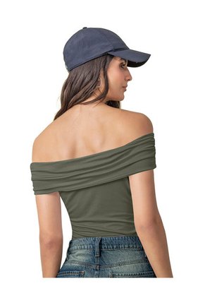 Crop Top Strapless Cuello Bandeja J3007 Verde