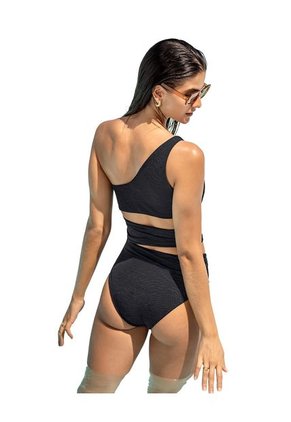 Vestido De Baño Entero Asimétrico Con Textura Con Relieve 19A140N Negro