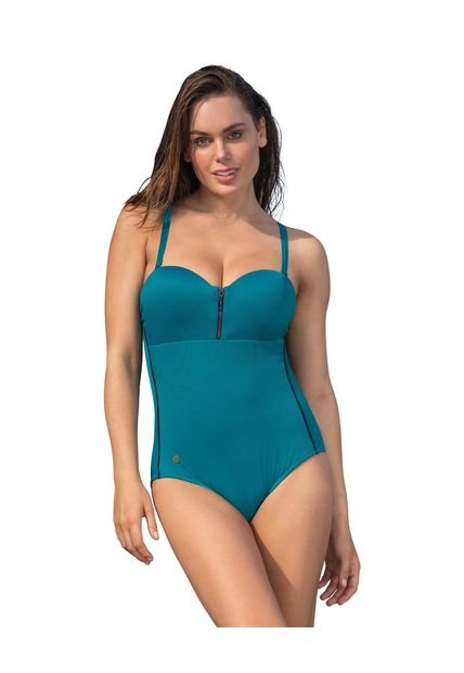 Leonisa Vestido De Baño De Control Suave En Abdomen Uso Strapless O Convencional 19A072G Verde