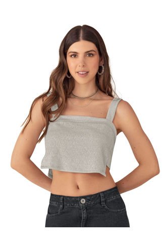 Crop Top De Tiras Con Laterales Asimétricos J3018 Plateado Leonisa
