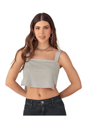 Crop Top De Tiras Con Laterales Asimétricos J3018 Plateado
