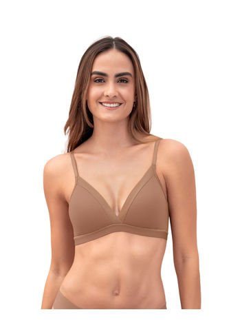 Brasier Sin Arco Pura Comodidad Con Detalles En Tul 091083 Café Leonisa