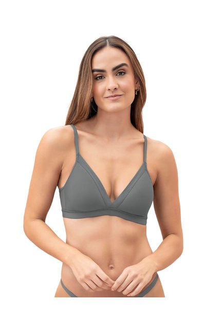 Brasier Sin Arco Pura Comodidad Con Detalles En Tul 091083 Gris