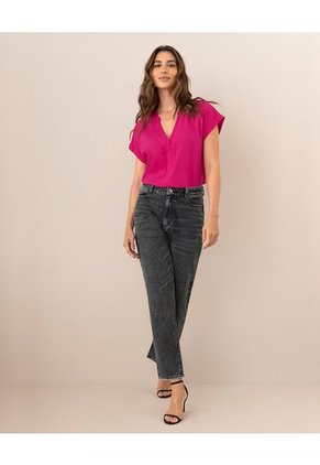 Blusa Manga Corta Con Cuello En V F5997S Fucsia