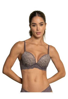 Lumar By Leonisa Brasier Doble Realce Escote Profundo Elaborado En Encaje 71345 Morado