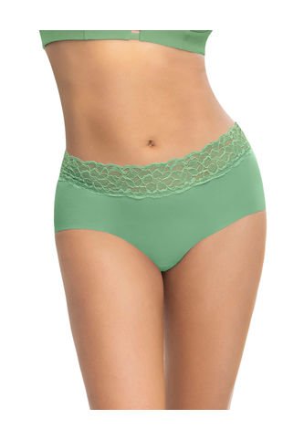 Panty Hípster En Tela Ultraliviana Con Franja De Encaje 012960 Verde Leonisa