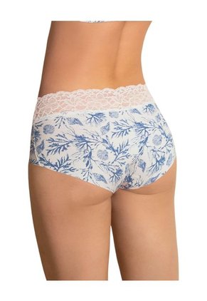 Panty Hípster En Tela Ultraliviana Con Franja De Encaje 012960 Azul