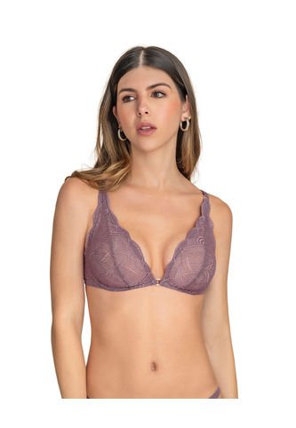 Bralette En Encaje Con Transparencias Y Arco 091017 Morado Leonisa