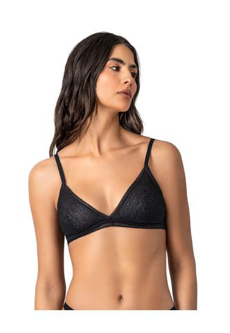 Bralette En Encaje De Textura Ultrasuave 091143 Negro Leonisa