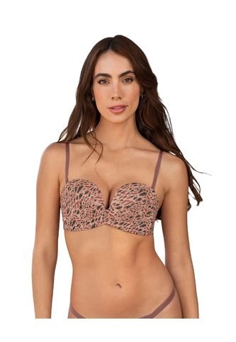 Brasier Strapless Antigravedad De Realce Alto Sin Arco 011841 Estampado Manchas Leonisa