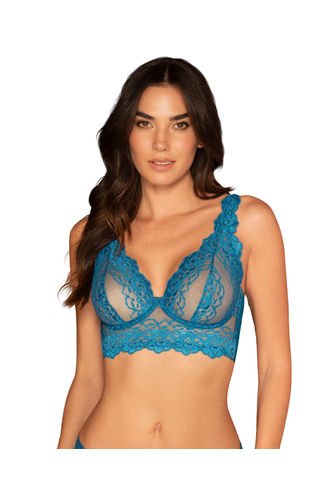 Brasier Tipo Bralette En Encaje Y Transparencias 011967 Azul Leonisa