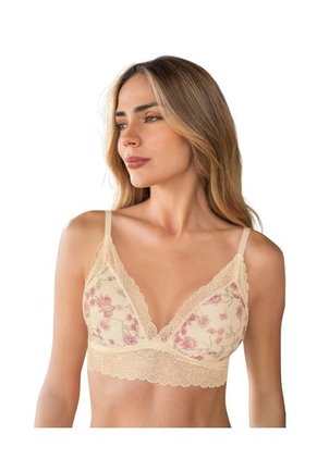Bralette En Encaje Sexy Y Natural 091009 Marfil Estampado Flores