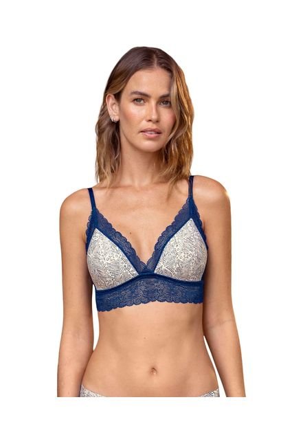 Bralette En Encaje Sexy Y Natural 091009 Estampado Azul