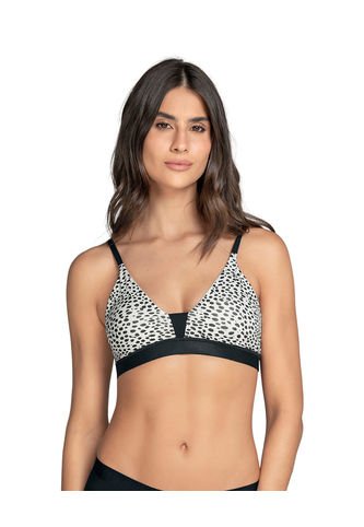Bralette Tipo Top Ultra Cómodo Y Liviano 091030 Estampado Manchas Negras Leonisa