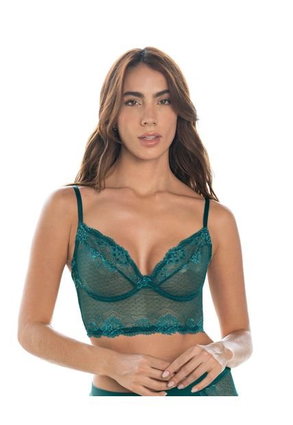 Bustier Siempre Sexy En Encaje Elástico 091078 Verde Azul