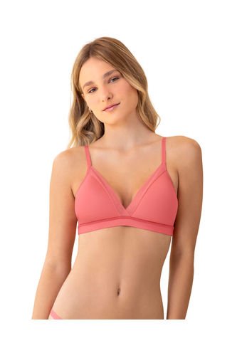 Brasier Sin Arco Pura Comodidad Con Detalles En Tul 091083 Salmon Leonisa