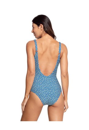 Vestido De Baño De Control Suave En Abdomen Y Escote Profundo En Espalda 19A120N Azul