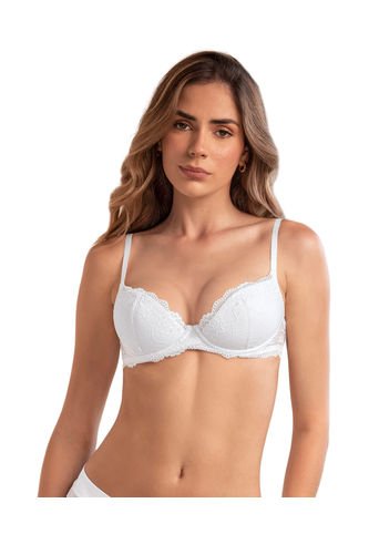 Brasier Media Copa Con Detalles De Encaje En Escote Y Espalda 091142 Blanco Leonisa