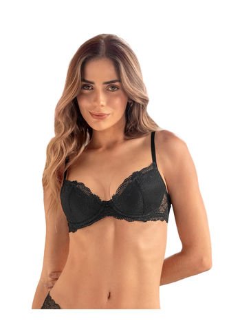 Brasier Media Copa Con Detalles De Encaje En Escote Y Espalda 091142 Negro Leonisa