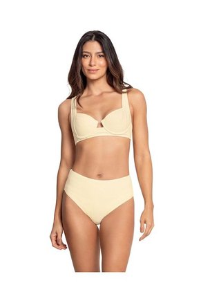 Bikini En Textura Acanalada Con Panty Tiro Alto Y Top Con Arcos 201587N Crudo