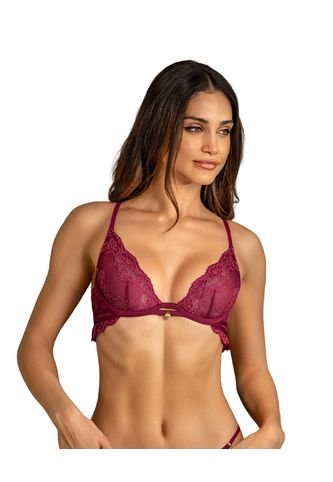 Brasier Escote Profundo En Encaje Y Tul 091147 Vino Leonisa