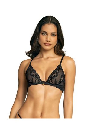 Brasier Escote Profundo En Encaje Y Tul 091147 Negro