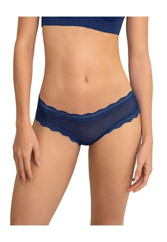 Panty Cachetero En Tul Con Toques De Encaje Suave Al Tacto 72309 Azul Leonisa